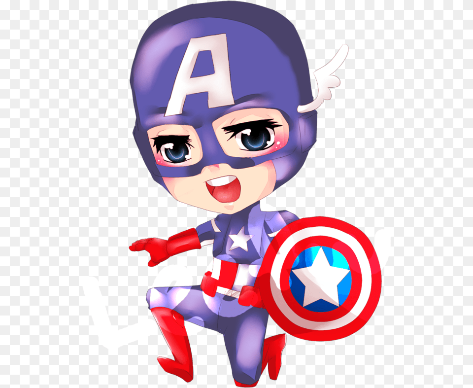 Captain America Clipart Girl Capitao America Chibi, Baby, Person, Face, Head Free Png