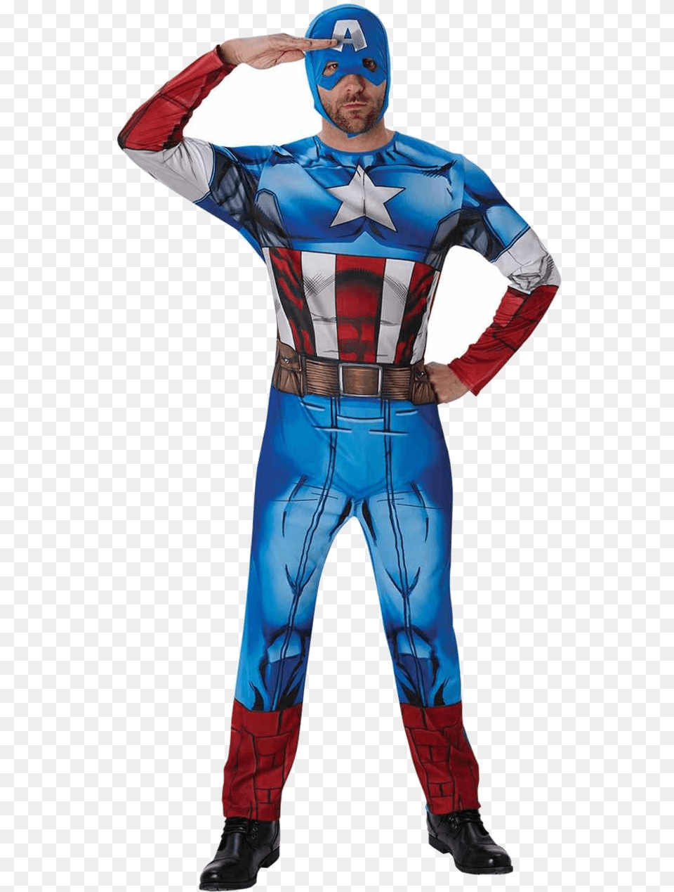 Captain America Fancy Dress, Clothing, Costume, Person, Adult Free Transparent Png