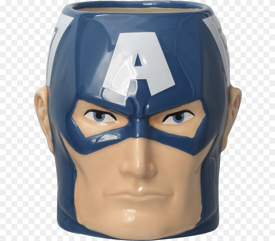 Captain America Head Mug, Person, Face, Helmet, Art Png Image