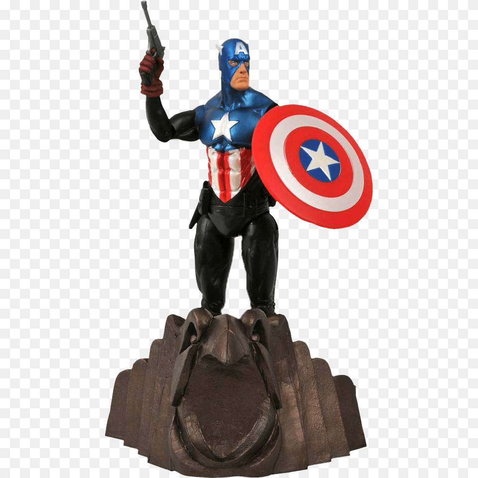 Captain America Marvel Select 7 Action Figure Capito America Diamond Select, Adult, Armor, Person, Man Png Image