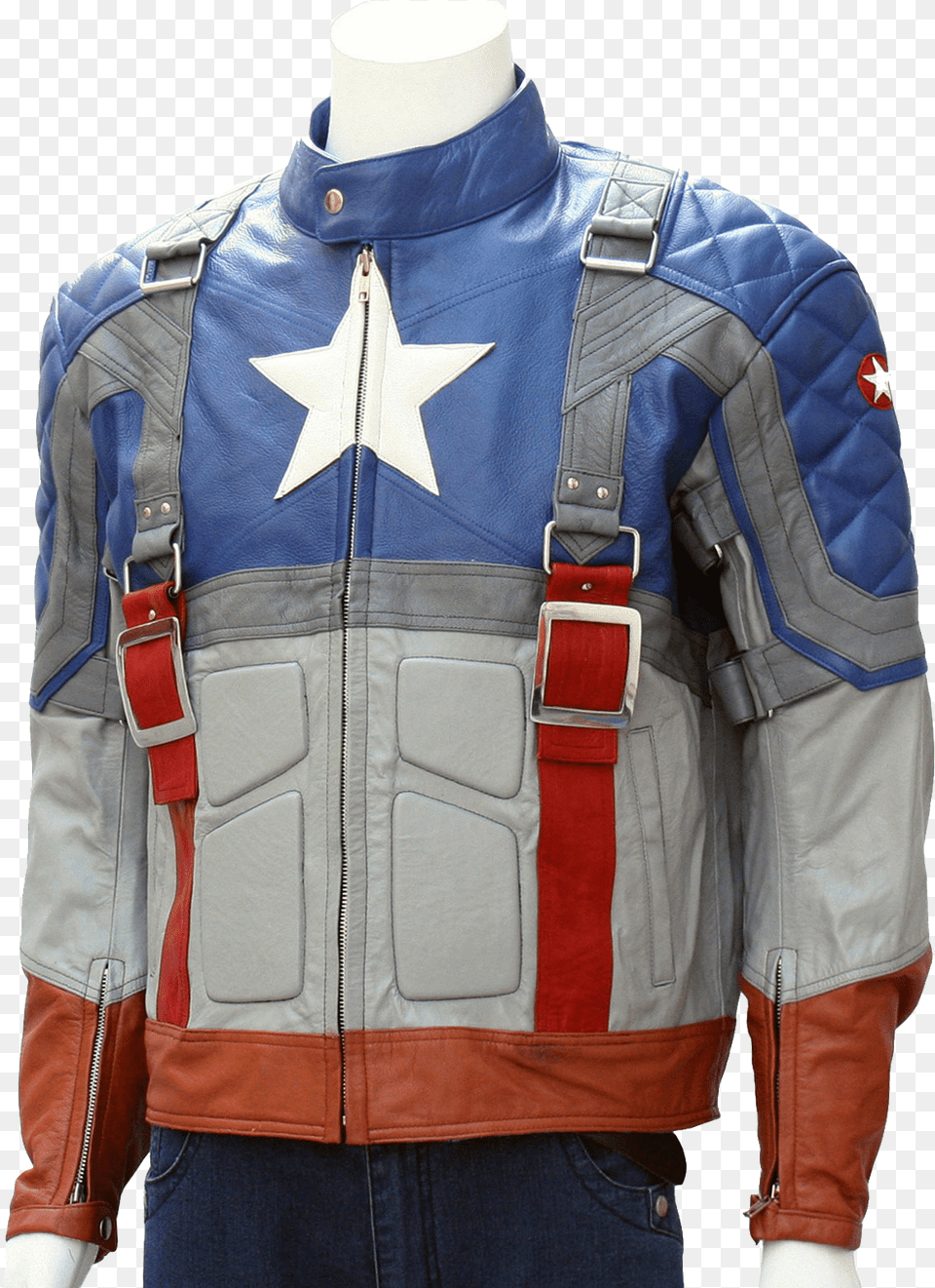 Captain America Motorcycle Leather Jacket, Clothing, Coat, Vest, Jeans Png Image