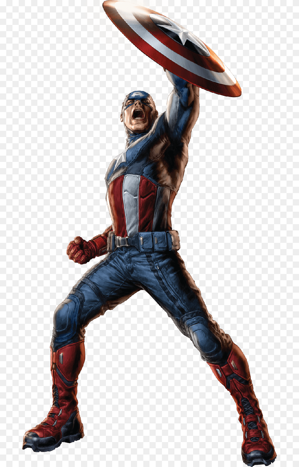 Captain America Shield Up, Adult, Person, Man, Male Free Png Download