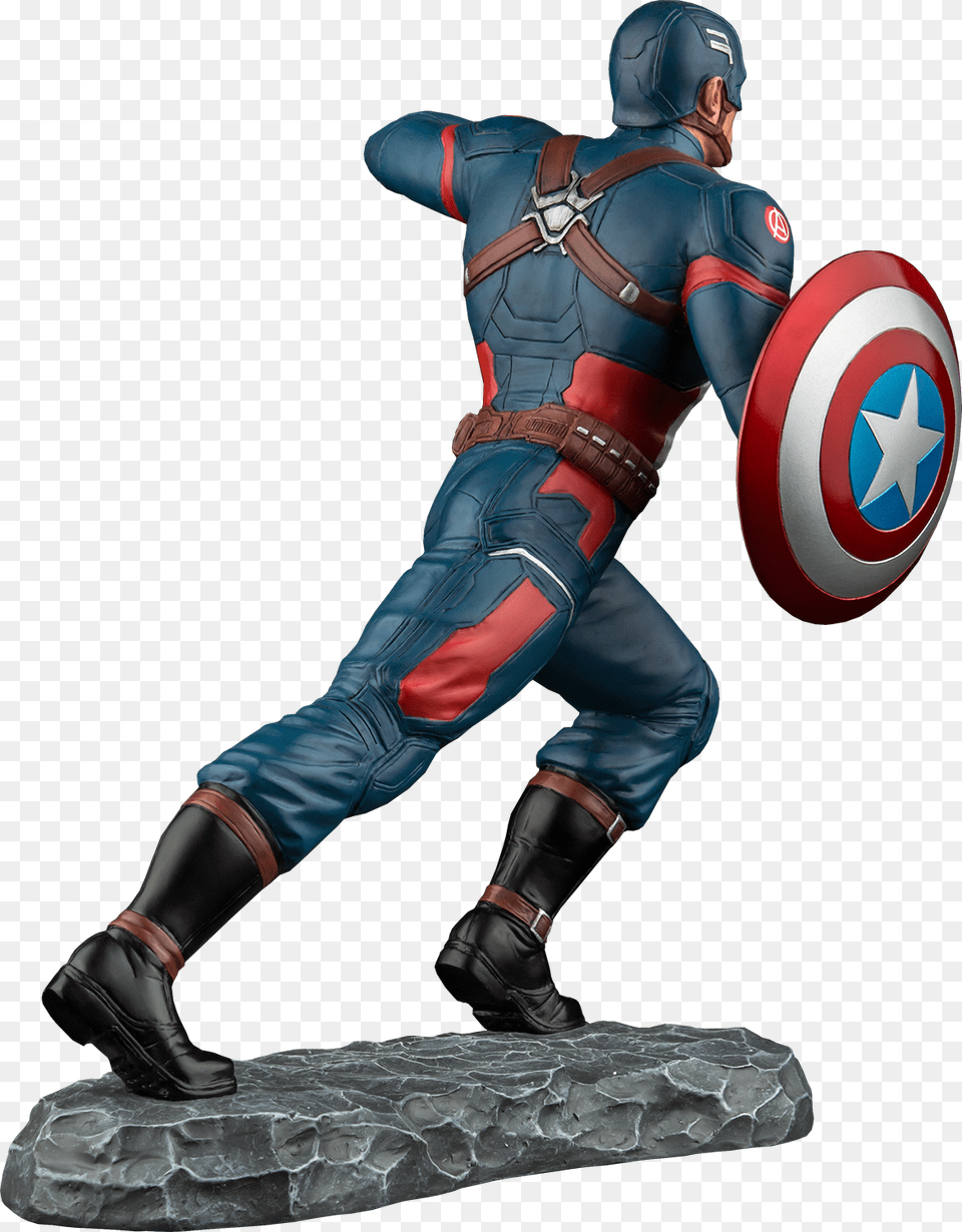 Captain America Statue Action Figure Statue Figure Captain America, Adult, Male, Man, Person Png Image