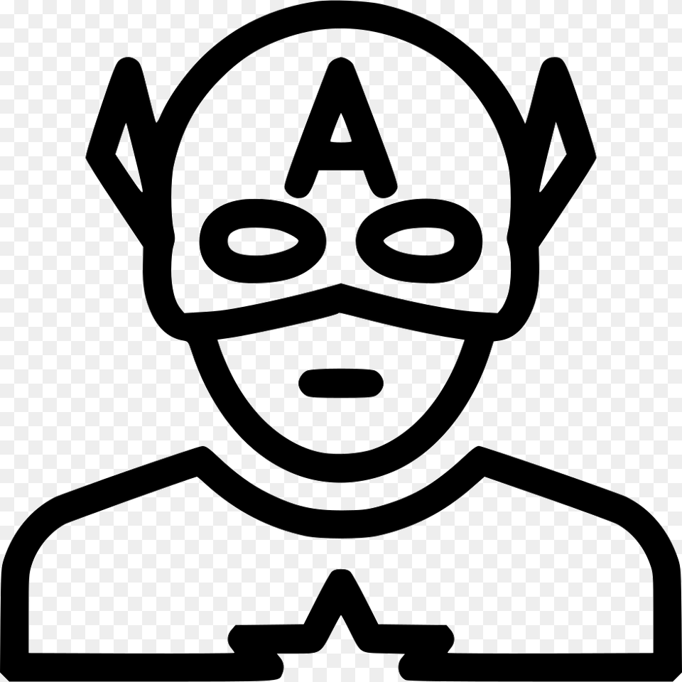 Captain America Vector Captain America Black And White, Stencil, Person, Face, Head Free Transparent Png
