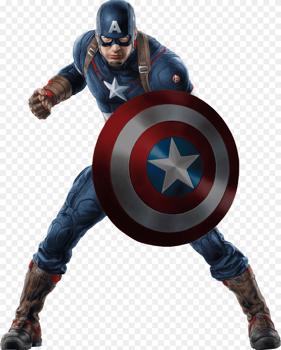 Captain Captain America With Shield, Adult, Armor, Person, Man Free Png Download