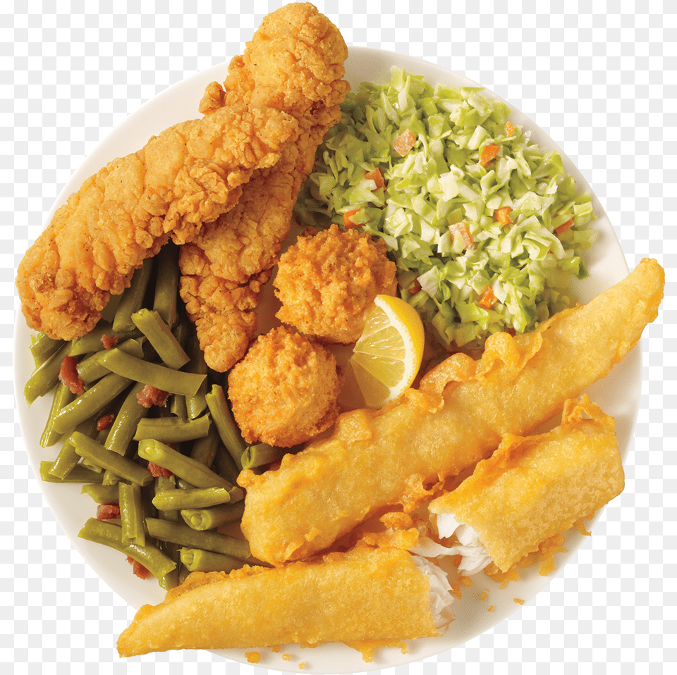 Captain D39s Seafood Trio, Food, Fried Chicken, Plate, Nuggets Free Png
