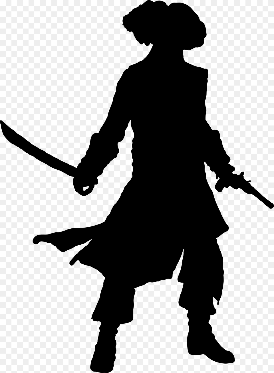 Captain Hook Piracy Silhouette Clip Art, Gray Free Png Download