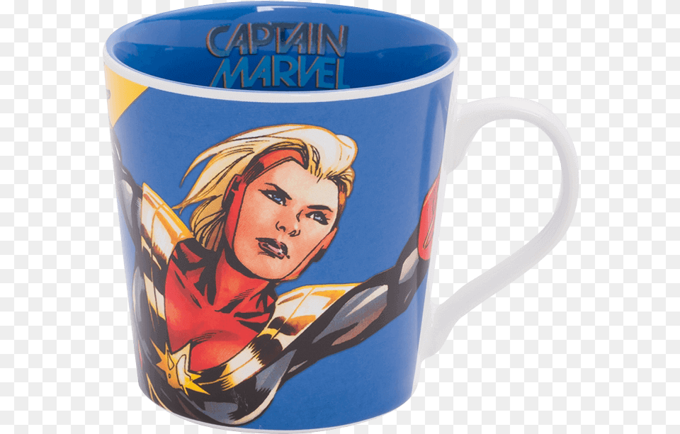 Captain Marvel Ceramic Mug Captain Marvel Mug, Cup, Adult, Person, Head Png