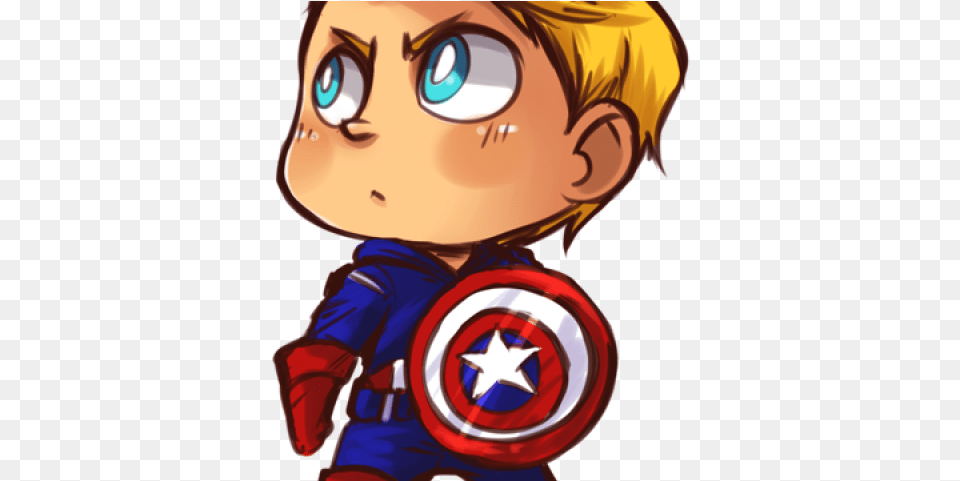 Captain Marvel Clipart Animated Cute Captain America, Book, Comics, Publication, Baby Free Transparent Png