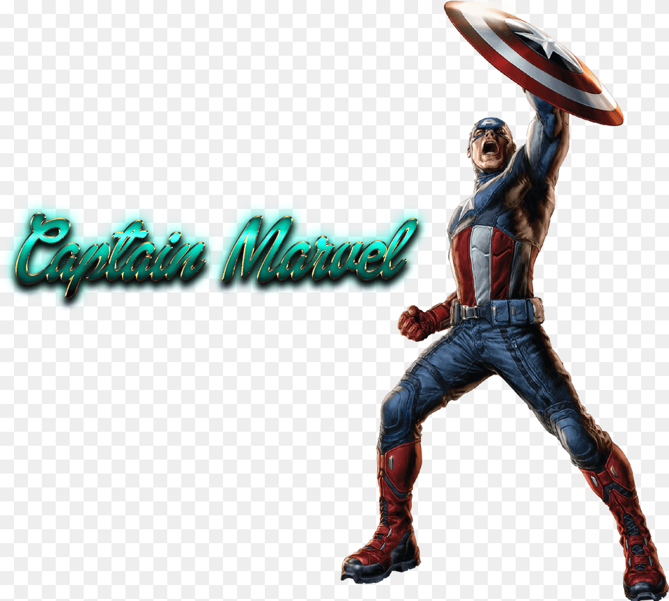 Captain Marvel Free Desktop Background Captain America Holding Up Shield, Adult, Male, Man, Person Png