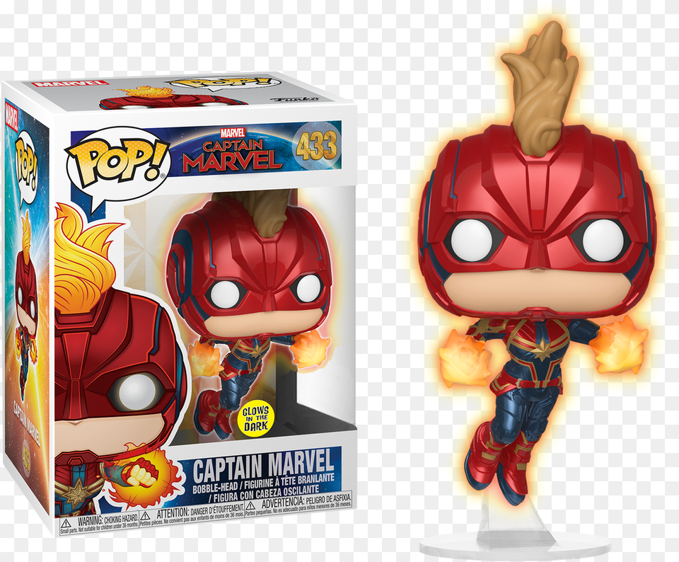Captain Marvel Funko Pop Captain Marvel Glow In The Dark, Toy, Person, Book, Comics Free Transparent Png