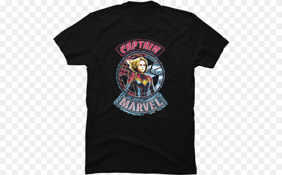 Captain Marvel Patch Marvel T Shirt Design, Clothing, T-shirt, Adult, Female Free Png