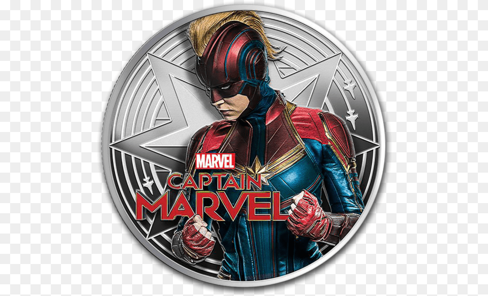 Captain Marvel Silver Coin, Adult, Female, Person, Woman Png