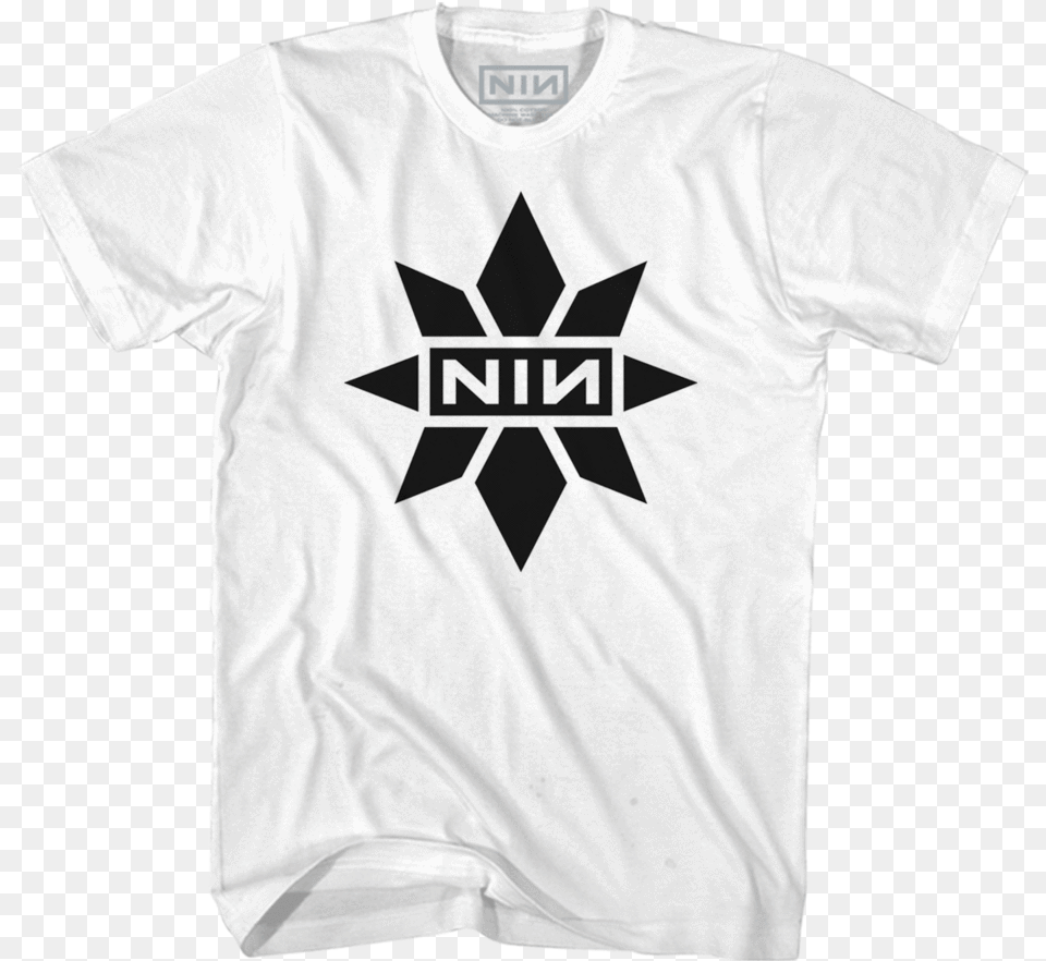 Captain Marvel X Nin Collab White Tee Nine Inch Nails Captain Marvel Shirt, Clothing, T-shirt, Symbol Free Png