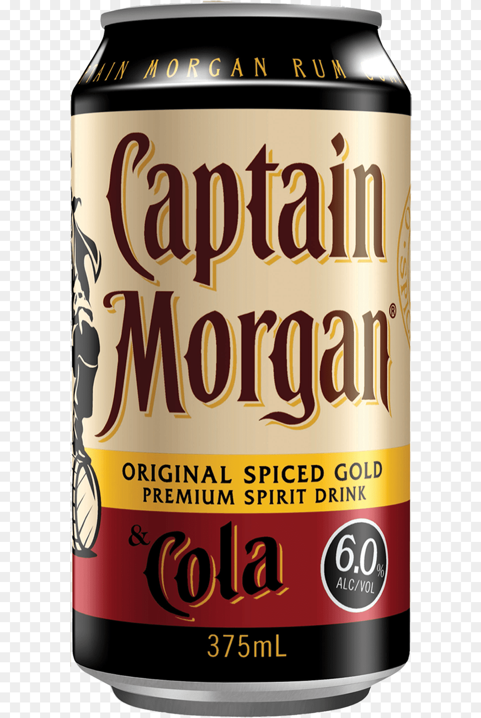 Captain Morgan Original Spiced Gold Amp Cola Cans 375ml Captain Morgan Spiced Rum Can, Alcohol, Beer, Beverage, Lager Png