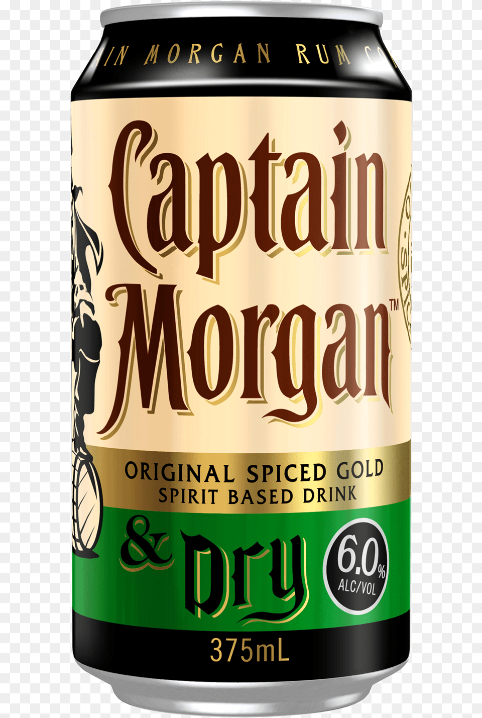 Captain Morgan Original Spiced Gold Amp Dry Cans 375ml Captain Morgan Original Spiced Gold Amp Cola Cans, Alcohol, Beer, Beverage, Can Png Image