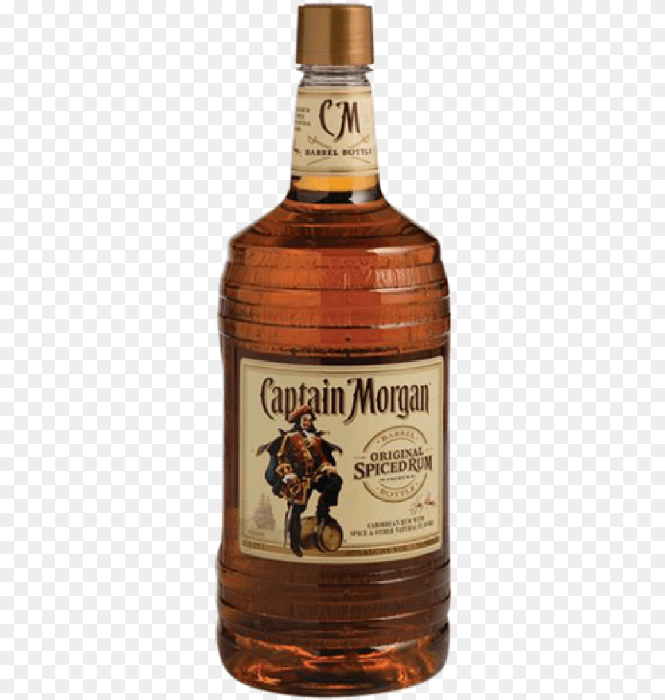 Captain Morgan Spiced Rum Large Captain Morgan Bottle, Liquor, Alcohol, Beverage, Person Png Image