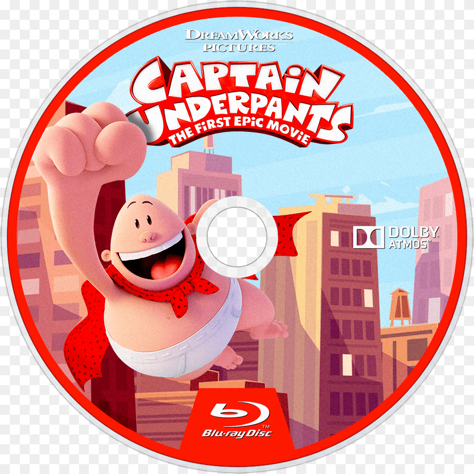 Captain Underpants Bluray Disc Image Captain Underpants Blu Ray Label, Disk, Dvd, Baby, Person Png