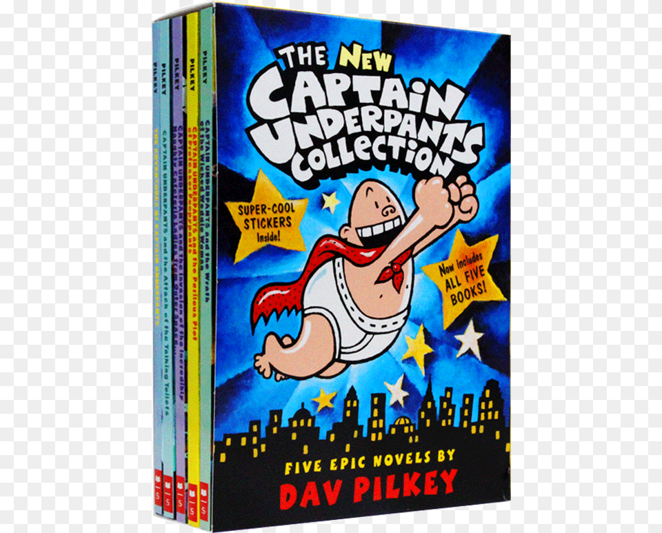 Captain Underpants Books, Book, Publication, Person Png Image