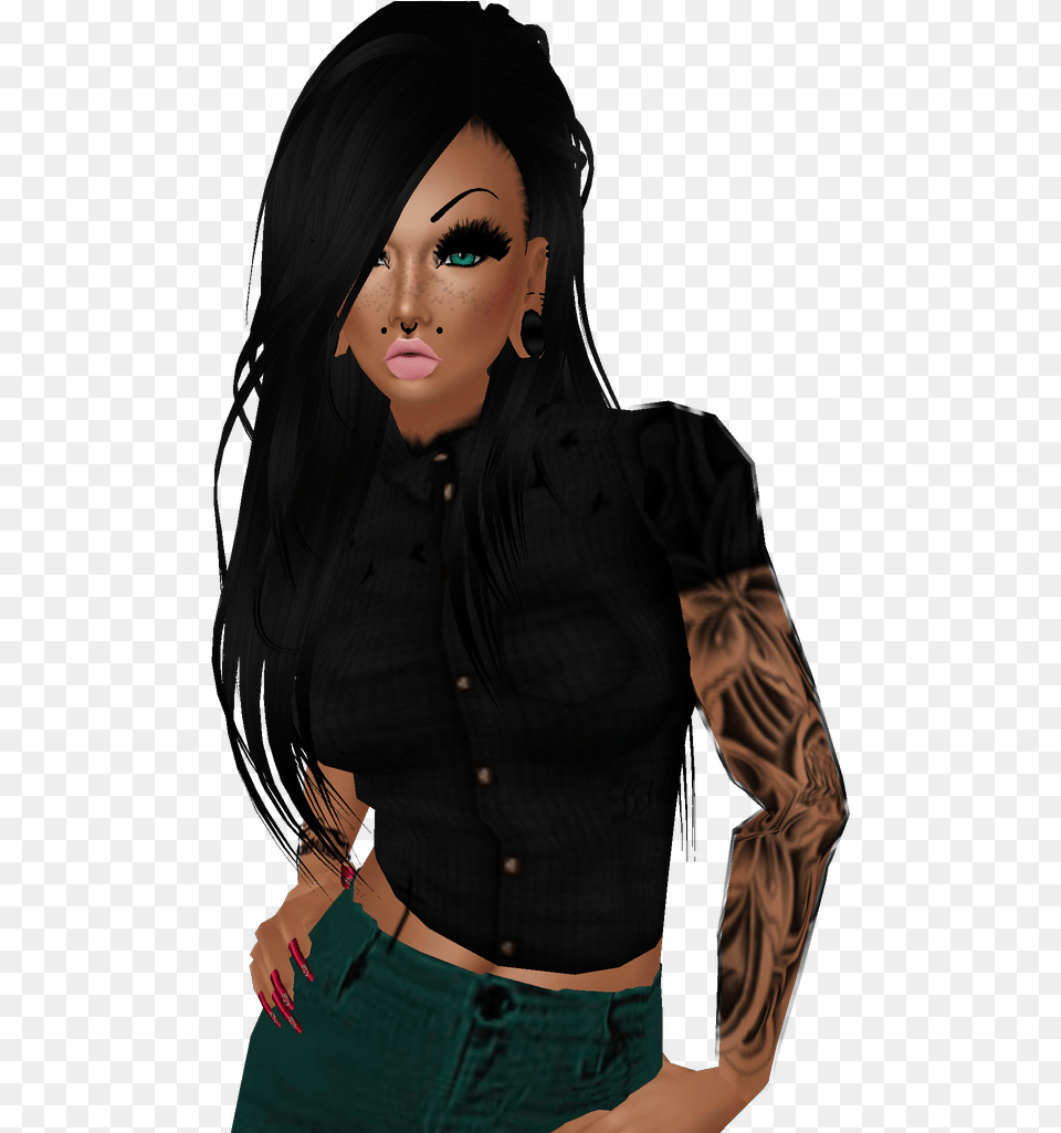 Captured Inside Imvu Midriff, Long Sleeve, Blouse, Clothing, Tattoo Free Png