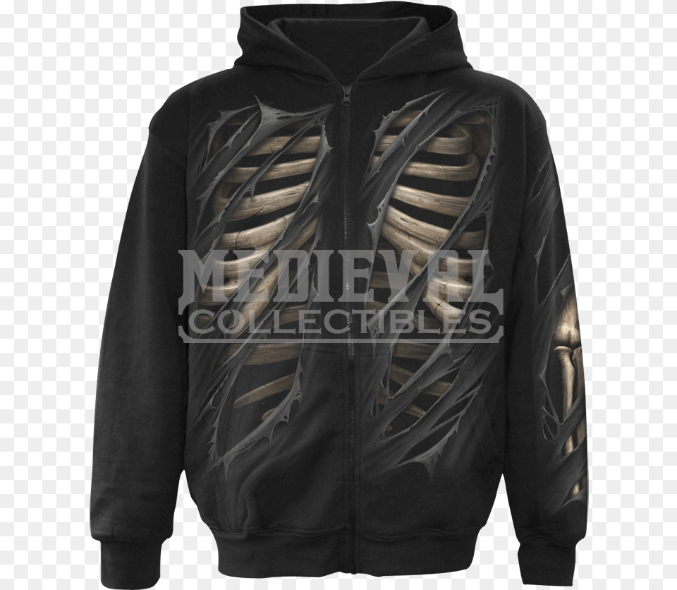 Capucha Con Cremallera De Spiral Bone Rips Hombre, Clothing, Coat, Hoodie, Jacket Png