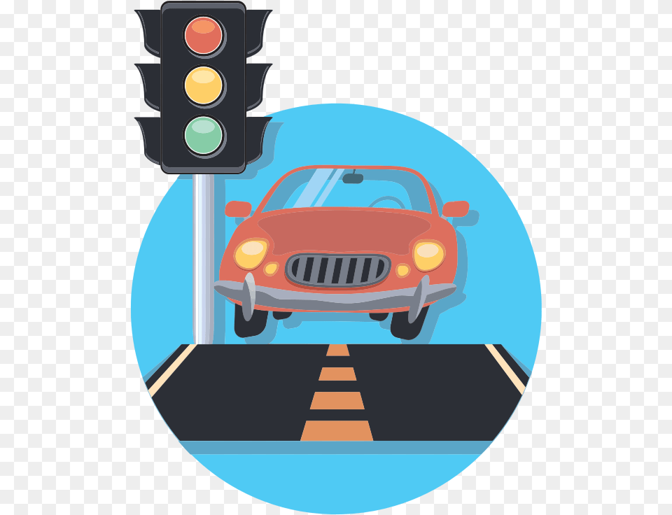 Car And Traffic Light Car At A Traffic Light, Traffic Light, Transportation, Vehicle, Machine Free Png Download