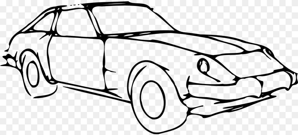 Car Bragger Fast Wheels Headligths Windows Black And White Car Drawings, Gray Png Image