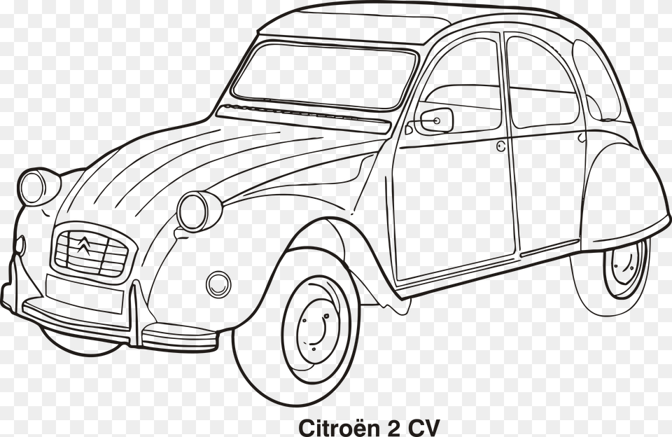Car Car Outline Cars Citroen Drawing, Transportation, Vehicle, Machine, Wheel Png