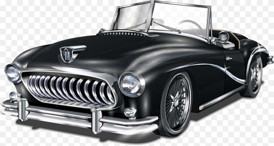 Car Cars Vector Vintage Classic Hd Image Clipart Happy Birthday Car Card, Transportation, Vehicle, Machine, Wheel Free Png