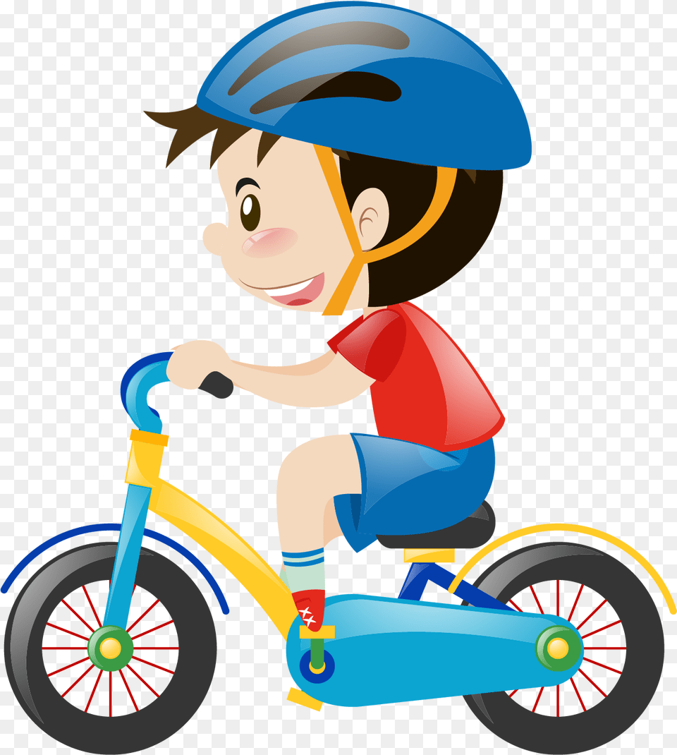 Car Cartoon Child Hd Clipart En Bicicleta Con Casco, Vehicle, Tricycle, Transportation, Wheel Png
