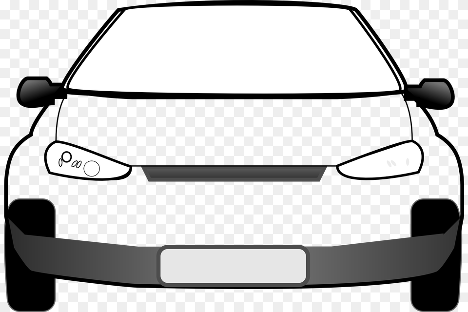 Car Clipart Black And White, Bumper, Transportation, Vehicle, License Plate Free Transparent Png