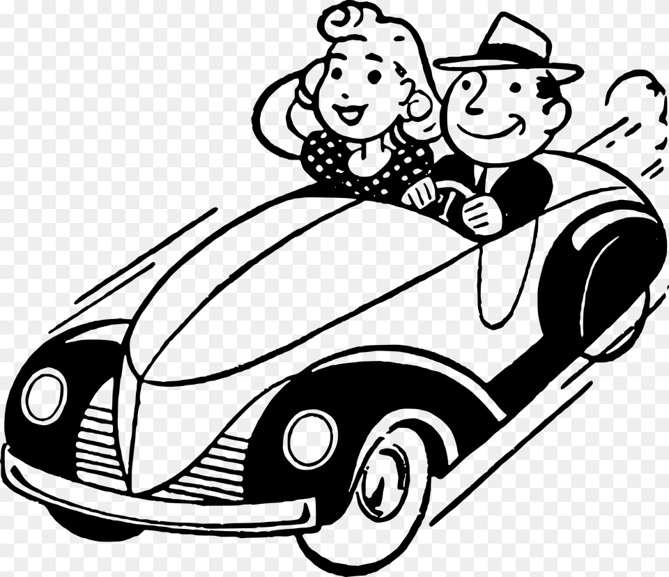 Car Clipart Etsy 50s Drive A Car Clipart Black And White, Gray Free Png