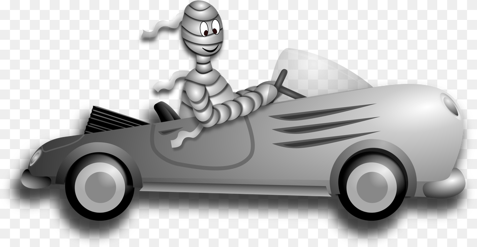 Car Clipart Halloween Mummy Driving Car, Plant, Device, Grass, Lawn Free Transparent Png