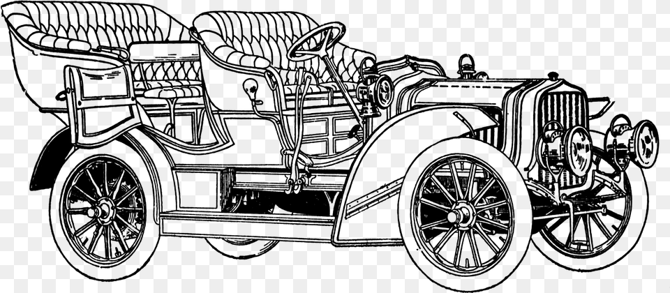 Car Clipart Vintage Vintage Car Line Art, Gray Png Image