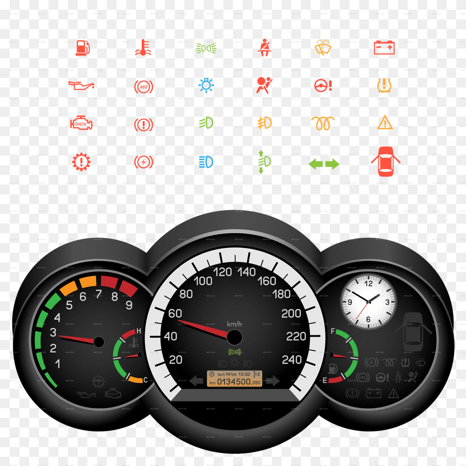 Car Control Panel Icon Car Dashboard Vector, Gauge, Tachometer, Transportation, Vehicle Free Png