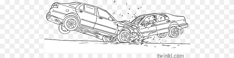 Car Crash Accident Ks3 Black And White Illustration Twinkl Executive Car, Art, Wheel, Machine, Drawing Png Image