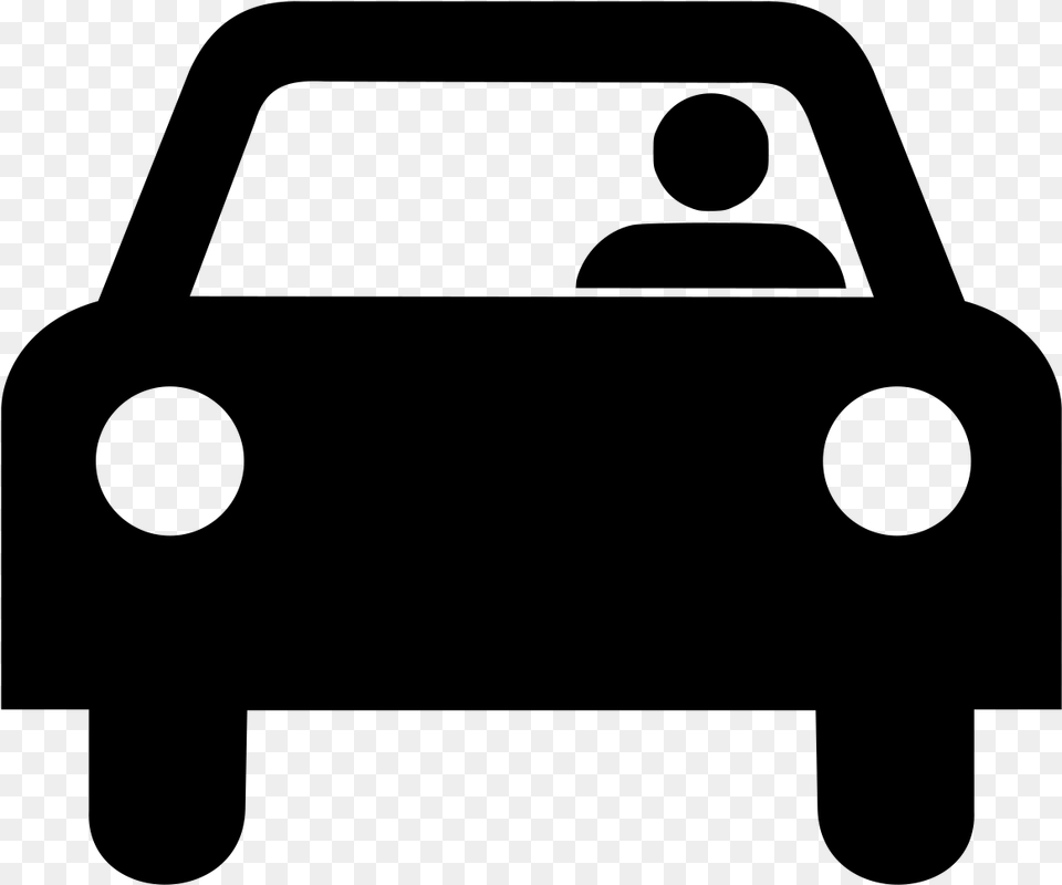 Car Driving Silhouette, Gray Free Png