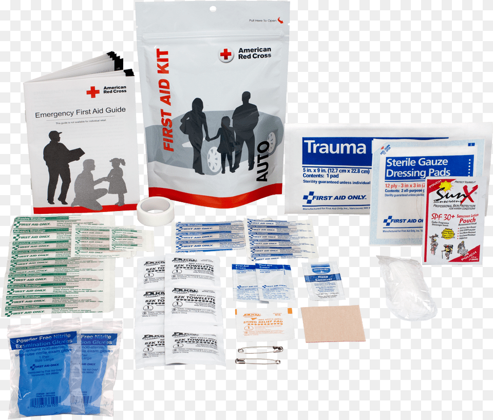 Car First Aid Zip Kit Red Cross Store Brochure, First Aid, Bandage, Person, Tape Png