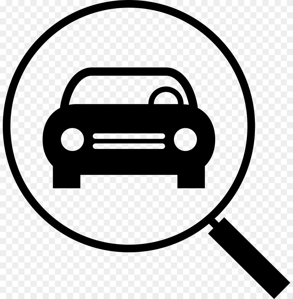 Car Front In Magnifier Glass Search Car Icon, Stencil Free Png Download