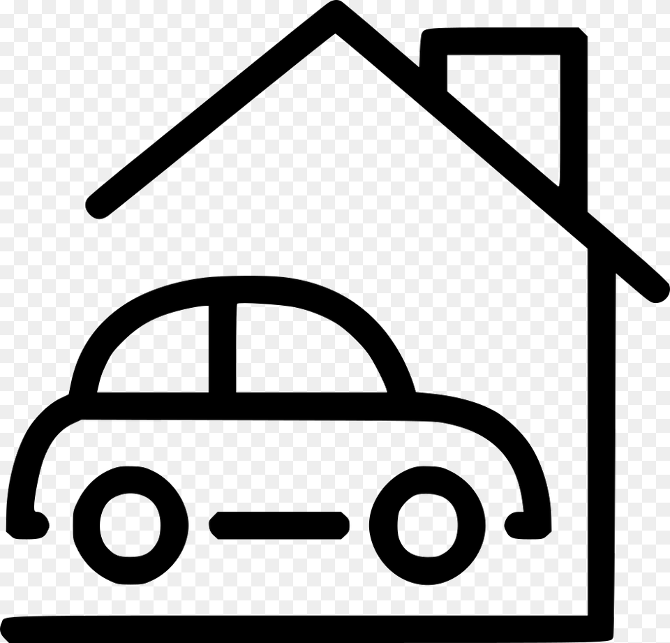 Car Garage House Home Comments House And Car Clip Art, Stencil, Device, Grass, Lawn Free Png Download