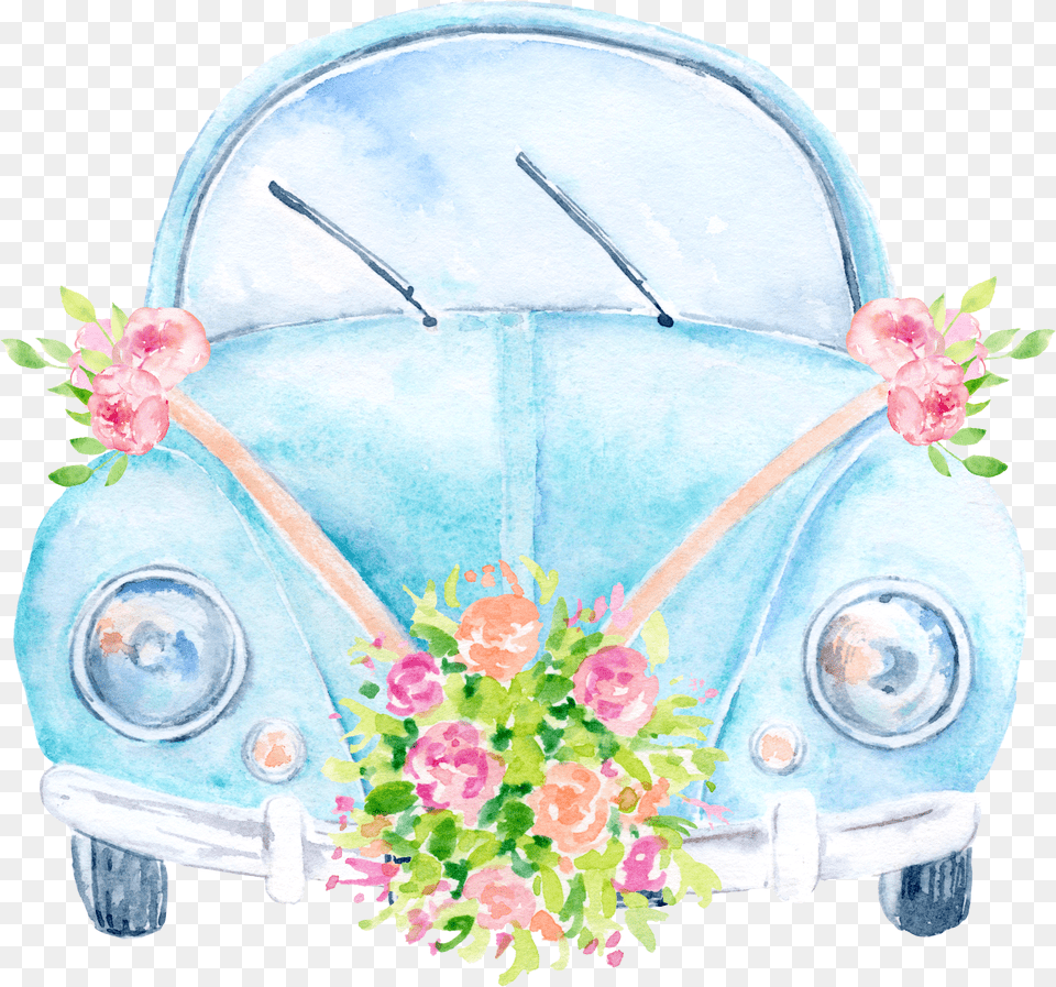 Car Invitation Volkswagen Wedding Hd Image Clipart Floral Design Free Png