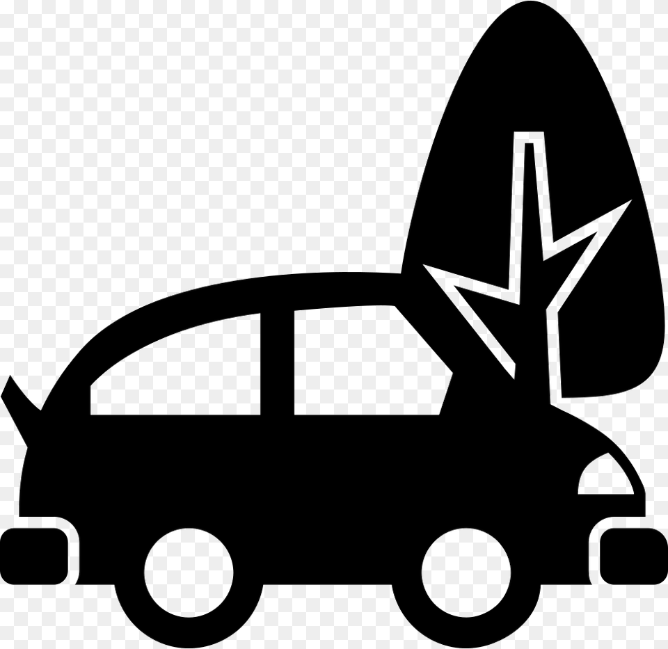 Car On City Street With A Tree Electric Vehicle Icon Svg, Stencil, Device, Grass, Lawn Png