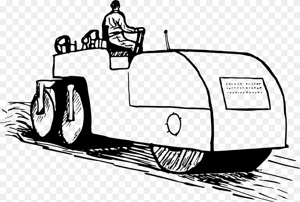 Car On Road Clipart Black And White Graphic Transparent Road Roller Vector, Gray Free Png