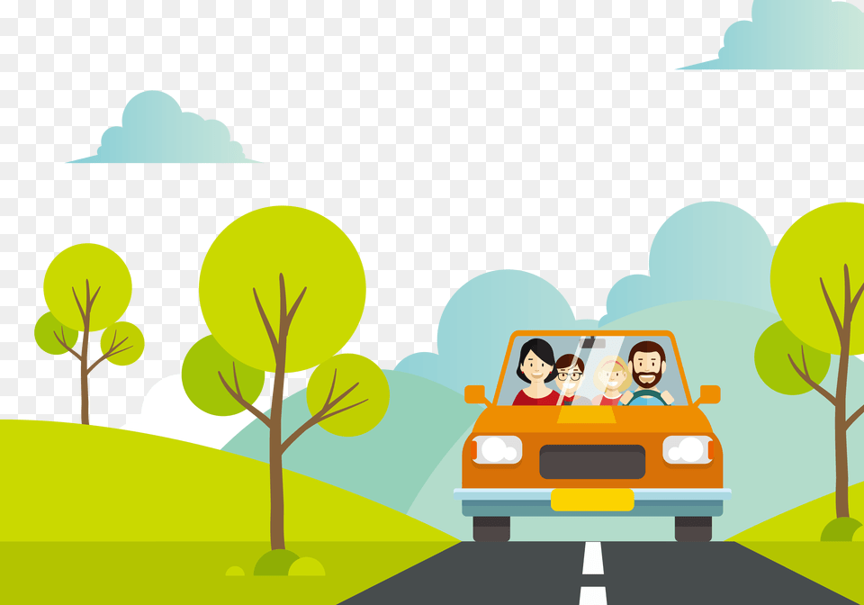 Car On Road Illustration, Person, Outdoors, Nature, Transportation Free Transparent Png