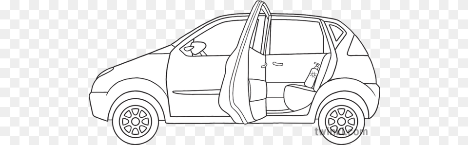 Car Open Back Door Suncream Vehicle Transport Seat Eyfs Car Door Open Illustration, Spoke, Machine, Transportation, Wheel Free Transparent Png