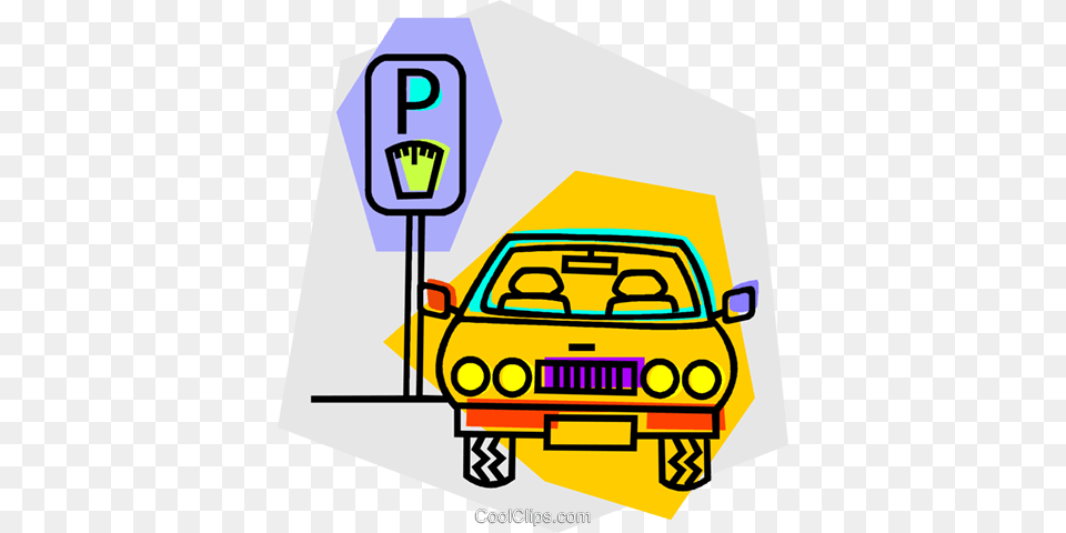 Car Parked At A Parking Meter Royalty Vector Clip Parking, Transportation, Vehicle, Bulldozer, Machine Free Png
