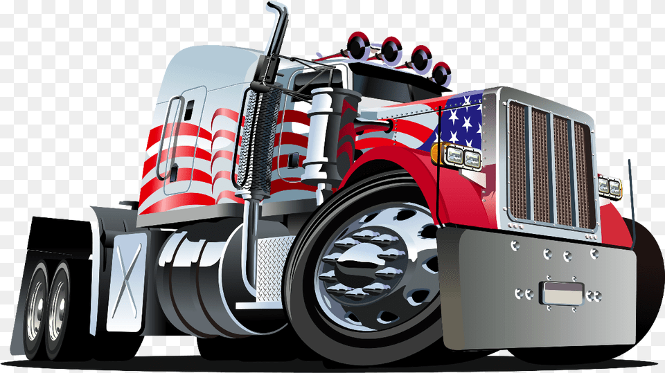 Car Semi Semi Truck American Flag, Trailer Truck, Transportation, Vehicle, Bulldozer Free Png