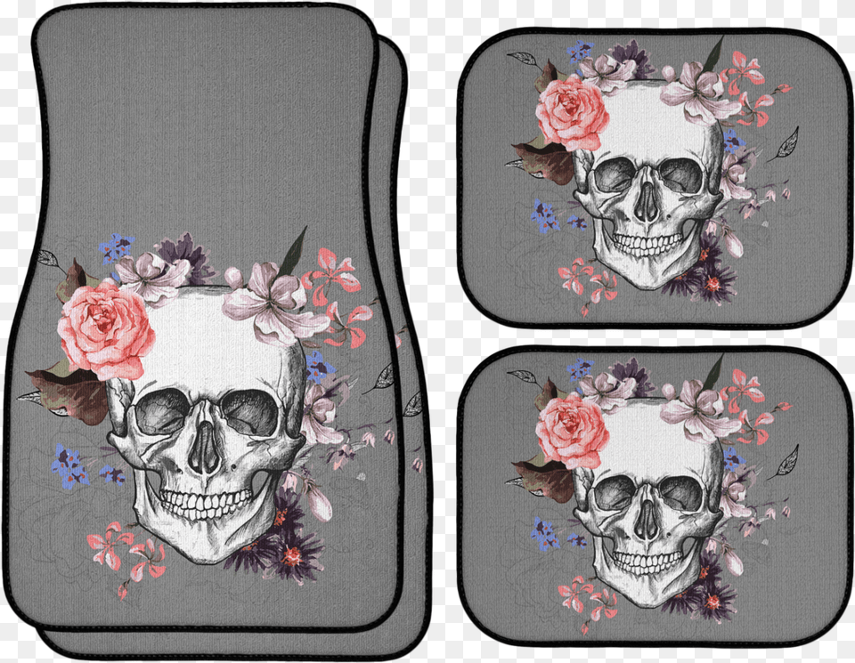 Car Skull Floor Mat, Pattern, Home Decor, Rose, Plant Png Image