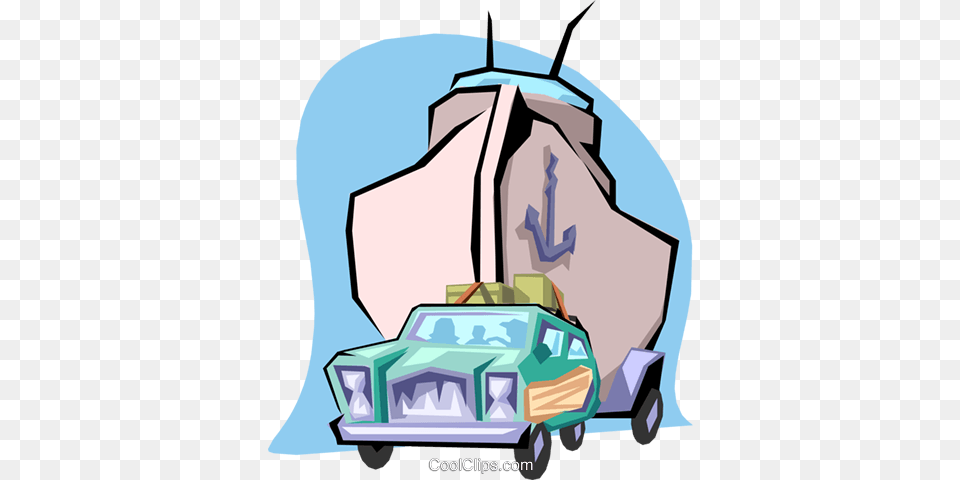 Car Towing A Boat Royalty Free Vector Clip Art Illustration, Device, Grass, Lawn, Lawn Mower Png
