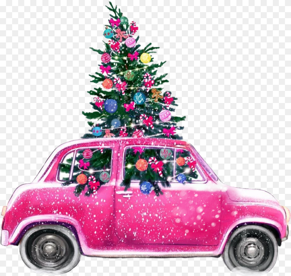 Car Background Christmas Car, Christmas Decorations, Festival, Wheel, Tree Free Transparent Png